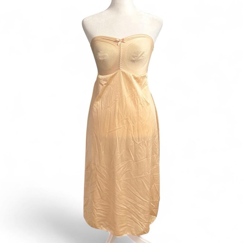 Vintage Kayser Nude Strapless Slip Dress Size 38 USA Made